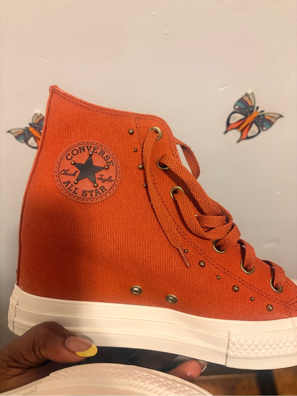 Converse High Top Sneakers in Bright Orange Canvas